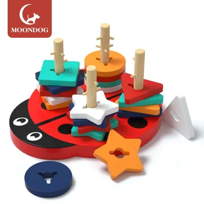 [COD] Baby geometric shape column puzzle enlightenment early education matching building blocks cognitive teaching aids wooden childrens toys