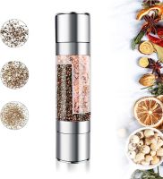 Spice Mill 2 In 1 Stainless Steel Manual Pepper and Salt Grinder Coarseness Seasoning Spice Grinder Kitchen Cooking Tool
