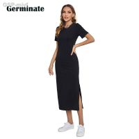 Vestido การ์ตูนปิดทึบ Maxi Feminino Vestido Casia Dividida Camiseta Longa Elegante Preto Festa De Verão 2023