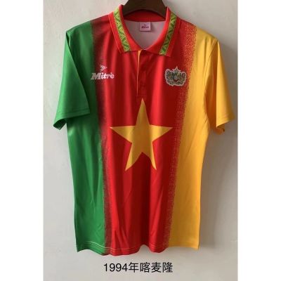 เสื้อกีฬาแขนสั้น ลายทีมชาติฟุตบอล Cameroon Red 1994 S-2XL ชุดเยือน AAA คุณภาพสูง