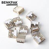 Benkpak 10ชิ้นส่วนทองเหลือง Usb-A Usb ตัวเมียชนิด4-Pin จุ่มปลั๊กมุมขวาสายเชื่อมต่อสัญญาณ90องศาหมุดงอไม่ใช่เหล็ก