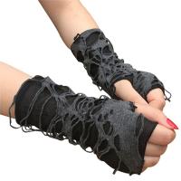 QianXing Shop Women Halloween Punk Hole Long Gloves Gothic Black Fingerless Gloves Arm Warmer Beggar Cosplay