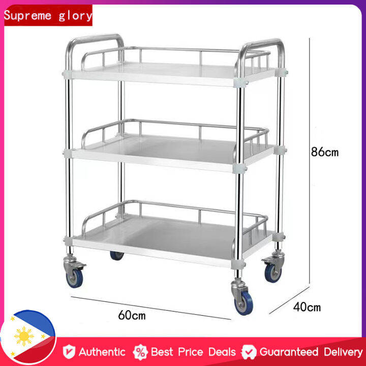 【Top Sale+Ready Stock】 304 metal Stainless Steel Treatment cart Medical