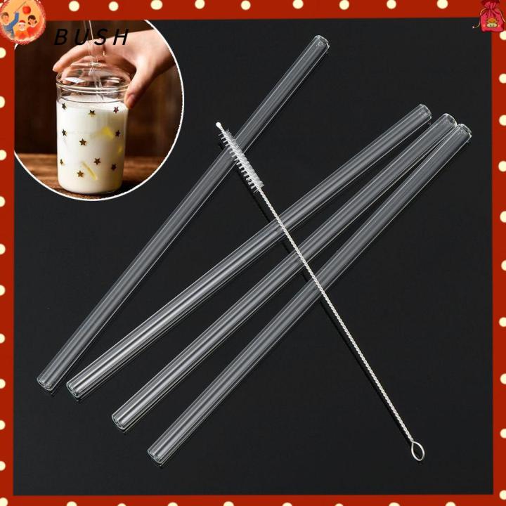 Clear Reusable Glass Drinking Straw Cleaning Brush Wedding