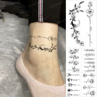 Ankle Line Flower Rose Flash Tatto Black Simple Body Art Waterproof Temporary Tattoo Stickers Cute Arm Couple Tattoos Men Women Stickers