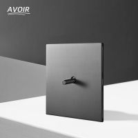 ❏ Avoir Gray Wall Light Switch 1-4 Gang 2 Way Brass Lever Toggle Switch Metal Panel Europe Style Power Socket EU French Power Plug