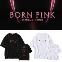 การออกแบบเดิมBLACKPINK BORN PINK Concert Same Cotton T-shirt Plus Size Short-sleeved Tops Women Korean Version INS Loose Student ShirS-5XL