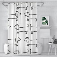 Dachshund Black White Bathroom Shower Curtains Dog Waterproof Partition Curtain Designed Home Decor Accessories