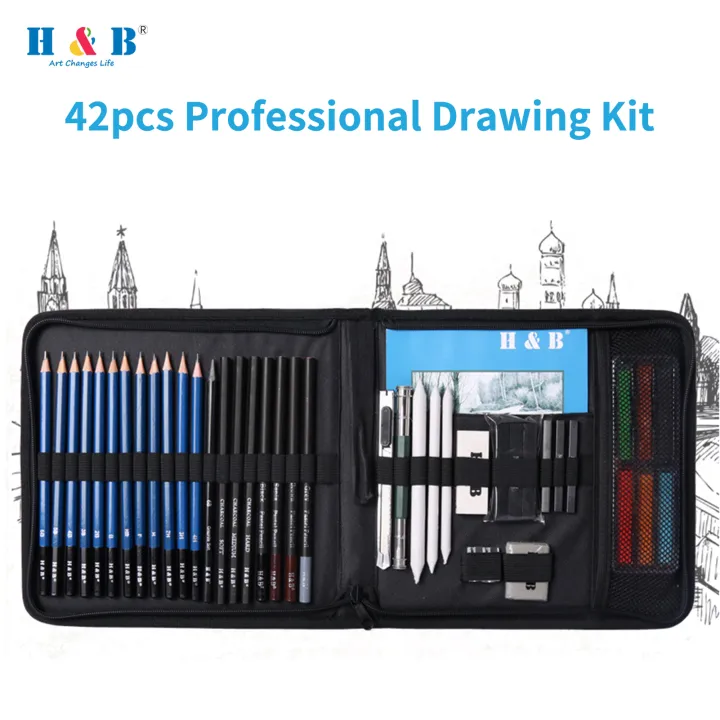 42 Pieces Professional Sketch Pencils Set for Drawing Sketching ...