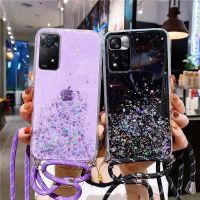 Luxury Glitter Strap Cord Necklace Lanyard Case For Xiaomi Redmi Note 11 Pro Plus 5G 11s 10s 10 11pro Back Cover On Xiomi Note11