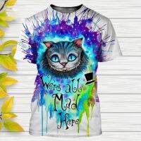 2023 NewAlice In Wonderland The Cheshire Cat การ์ตูนแขนสั้น Men Women สไตล์3D พิมพ์ T เสื้อฤดูร้อน Casual Streetwear Tops