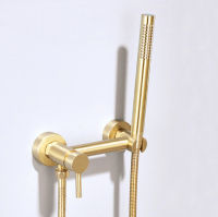 Shower Faucet with Hand Shower Wall Mount Single Handle Solid Brass Bathtub brushed gold Shower Mixer TH056