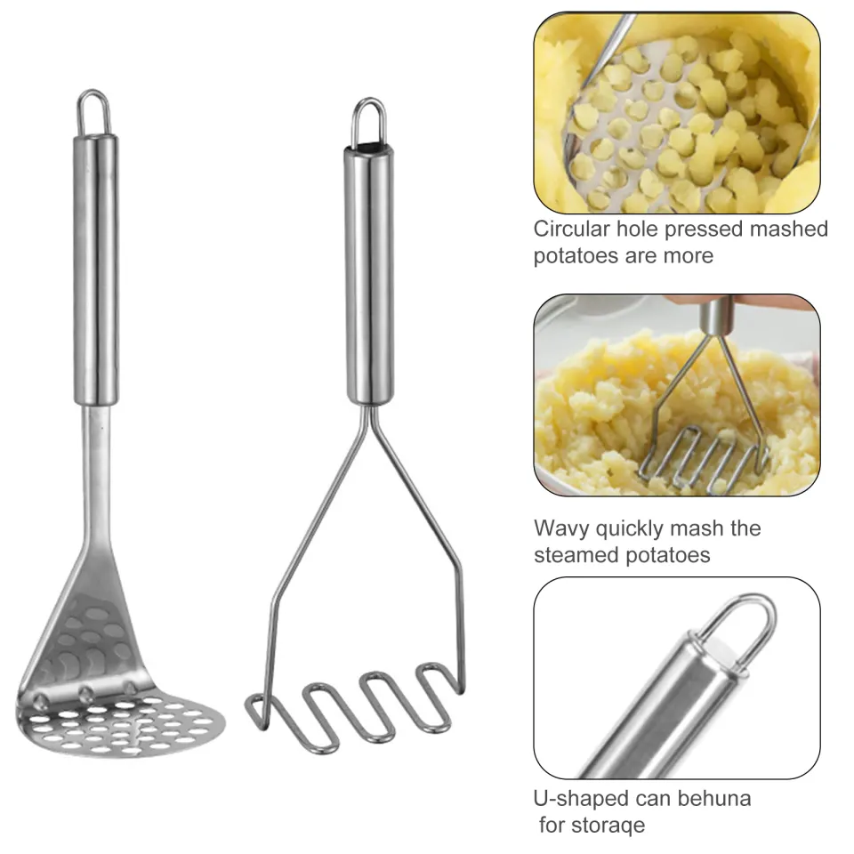 1 Stainless Steel Potato Masher Heavy Duty Metal Vegetable Avocado