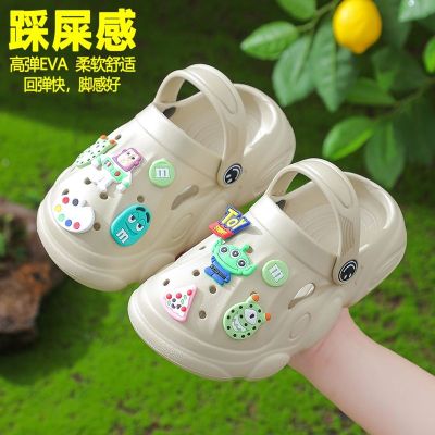 【Hot Sale】 [High elastic EVA] childrens hole shoes summer baby beach non-slip girls indoor boys parent-child slippers