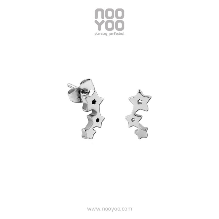 nooyoo-ต่างหูสำหรับผิวแพ้ง่าย-three-stars-surgical-steel