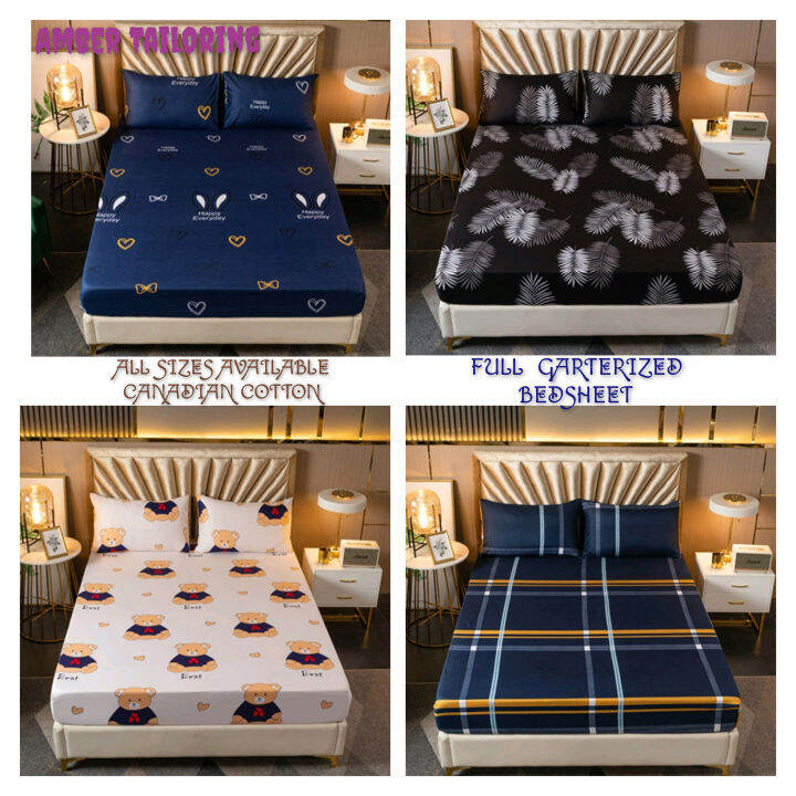 3 in 1 BEDSHEET Fully Garterized with 2 pcs Pillow Case Size 16X23