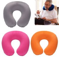 U-shaped Travel Pillow Car Air Flight Office Inflatable Neck Pillow Short Plush Cover PVC Support Headrest Soft Nursing Cushion Travel pillows