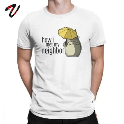 Anime T-Shirts for Men How I Met My Neighbor Totoro Tees Hipster Cotton Crew Neck Short Sleeve T Shirt Manga Designer Clothing