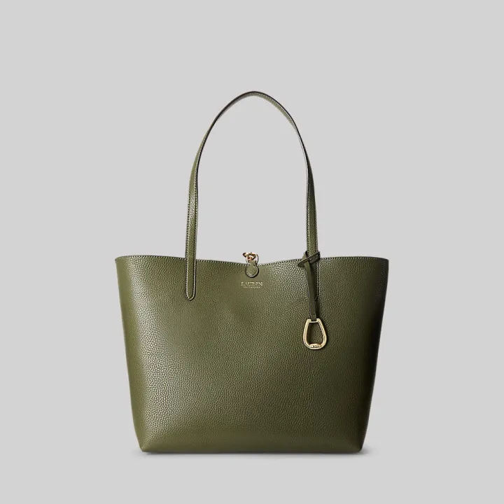 Polo Ralph Lauren-Lauren TOTE BAG Faux-Leather Print Reversible Tote  กระเป๋า รุ่น WALRBAG0G620153 สี 300 GREEN 