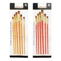 6x Paint Brushes Set Artist Paintbrush Nylon Flat for Head Transparent Pole for Acrylic Painting Oil Watercolor Canvas B