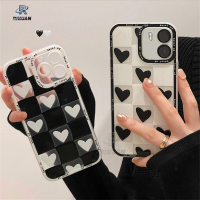 Rixuan Clear Case สำหรับ VIVO Y16 2022 Y35 Y22 Y15S Y15A Y21T V23 Y12S Y33S Y21 Y20i Y20s Y11 Y12 Y17 Y91C Y1S Y95 S1 V21E Y85 Y51 Y30 S1 V21 V9 V5 V11i Angel Eyes สีดำสีขาวหัวใจรักฝาครอบเคสใส TPU แบบนุ่ม
