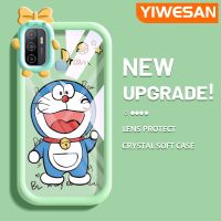 YIWESAN เคสสำหรับ OPPO A53 2020 4G A53s 4G A32 A33 2020 A11s เคสการ์ตูนโดราเอมอนรักสีสันน่ารักสัตว์ประหลาดตัวน้อยกล้องนิ่มสำหรับเลนส์กันกระแทกแบบใสเคสมือถือปลอกป้องกันซิลิโคน Cover