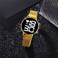 HotWomen แฟชั่นนาฬิกา Rose Gold LED ดิจิตอล Casual อิเล็กทรอนิกส์แม่เหล็กนาฬิกานาฬิกาข้อมือสแตนเลสสุภาพสตรีนาฬิกา Reloj Mujer
