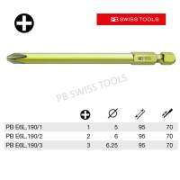 PB Swiss Tools ดอกไขควงลม ปากแฉก รุ่นยาวพิเศษ 3 ขนาด เบอร์ 1-3 แกนยาว 70 mm. ทั้งตัวยาว 95 mm. รุ่น PB E6L-190