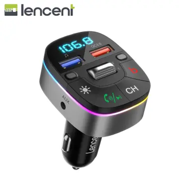 LENCENT Bluetooth 5.3 Car Wireless FM Transmitter Adapter 2 USB PD Charger  AUX