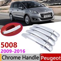 for Peugeot 5008 2008~2016 Chrome Door Handle Cover Car Accessories Stickers Trim Set 2009 2010 2011 2012 2013 2014 2015 Bumper Stickers  Decals Magne