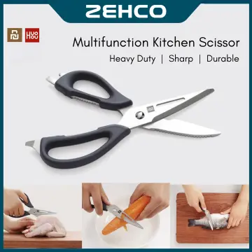 2Pcs Huohou Cool Black Kitchen Knife Scissor Non-Stick Stainless