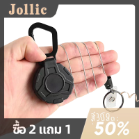 Jollic คลิปหนีบพวงกุญแจสำหรับตกปลาแบบยืดหดได้ป้องกันการสูญหายมีสายคล้องทำจากโลหะ