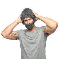 Hand Made Novelty Knitting Hat for Man Halloween Cosplay Accessories Beard Wig Fancy Winter Barbarian Vagabond Ski Cap