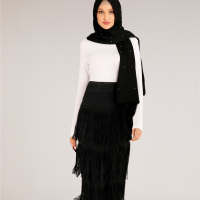 2021 Muslim Dress Islamic Turkey Dubai France New Fashion Party Casual Irregular Fringed Lady Skirt Long Skirts for Women