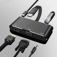 USB C to HDMI Adapter 4K Type-C to HDMI / VGA / Audio / USB 3.0 Port + USB C Female Port Converter