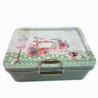 Double Layer Sewing Boxes Tinplate Exquisite Portable Square Jewelry Card Candy Biscuit Small Items Secret Treasure Storage Box Storage Boxes