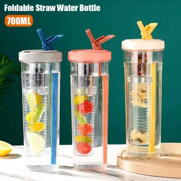 700ml Fruit Infuser Water Bottle With Straw Summer Lemon Juice