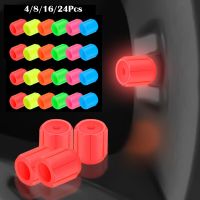 Glowing Tire Valve Caps Luminous Car Tire Caps for Car Truck Bike Motorcycle Green Fluorescent Car Tire Valve Stem Cap Universal