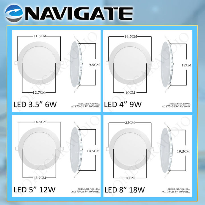 navigate-โคมไฟ-led-แบบฝัง-โคมพาแนล-โคมฝังฝ้าทรงกลม-โคมไฟฝังฝ้า-ดาวไลท์-แสงสีขาว-6w-9w-12w-18w-มีให้เลือก4ขนาด