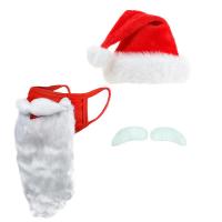 Santa Hat with Beard Christmas Costume Decorations Christmas Hat Santa Beard Face Cover Christmas Party Photos Booth for Kids Men Women workable