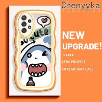 Chenyyka เคสสำหรับ Samsung Galaxy A52s 5G A52 4G A52 5G  เคสการ์ตูตูนน่ารักฉลามใหม่มาการองเวฟบอร์เดอร์กันกระแทกใสนิ่มเคสมือถือโปร่งใส กล้องถ่ายรูปที่สร้างสรรค์เคสซิลิกาเจลป้องกัน