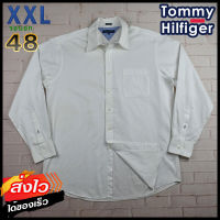 Tommy Hilfiger®แท้ อก 48 ไซส์ XXL เสื้อเชิ้ตผู้ชาย ทอมมี่ ฮิลฟิกเกอร์ สีขาว เสื้อแขนยาว เสื้อใส่เที่ยวใส่ทำงานสวยๆ