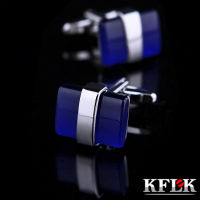 KFLK เครื่องประดับเสื้อ Cufflinks สำหรับของขวัญผู้ชายยี่ห้อ Cuff ปุ่ม Blue Cuff Link คุณภาพสูง Abotoaduras Gemelos ผู้เข้าพัก