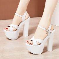 Thick with sandals at the end of runway shows shoes ultra-high with waterproof station 15 cm club for womens shoes big yards hate banquet sandals