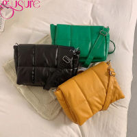 Gusure Brands Cotton Padded Women Shoulder Bag Totes Fashion Quilted Designer Handbag Winter PU Leather Crossbody Bags for Women