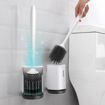 TPR Silicone Toilet Brush Floor-standing Wall-mounted Base Cleaning Brush for Toilet WC Bathroom Accessories Set Household Tool