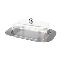 Stainless Steel Butter Dish Box Container Cheese Server Storage Keeper Tray With Gold Lid Fruit Salad Cheese Dish Box Case