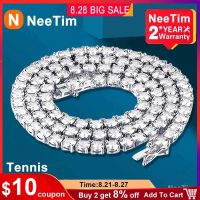 NeeTim 925 Sterling Silver Real Moissanite Tennis Necklace Bracelet for Women Men Lab Diamonds with GRA Certificate Neck Chain Fashion Chain Necklaces