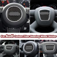 ✜ For Audi Steering Wheel Carbon Fiber Sticker Car Accessories for Audi A3 A4 A5 A6 A7 S3 Q5 Q3 Q8 Q7 Logo Carbon Fiber Emblems