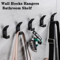 No Drilling Bathroom Robe Hooks Double Hook Black White Towel Hook Clothes Coat Hook Wall Hangers Door key Hooks Home Organizer Clothes Hangers Pegs